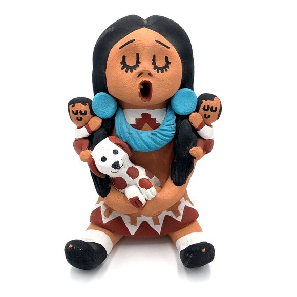 Vintage Signed Ramey Native American Art Storyteller Southwestern Pottery Figure